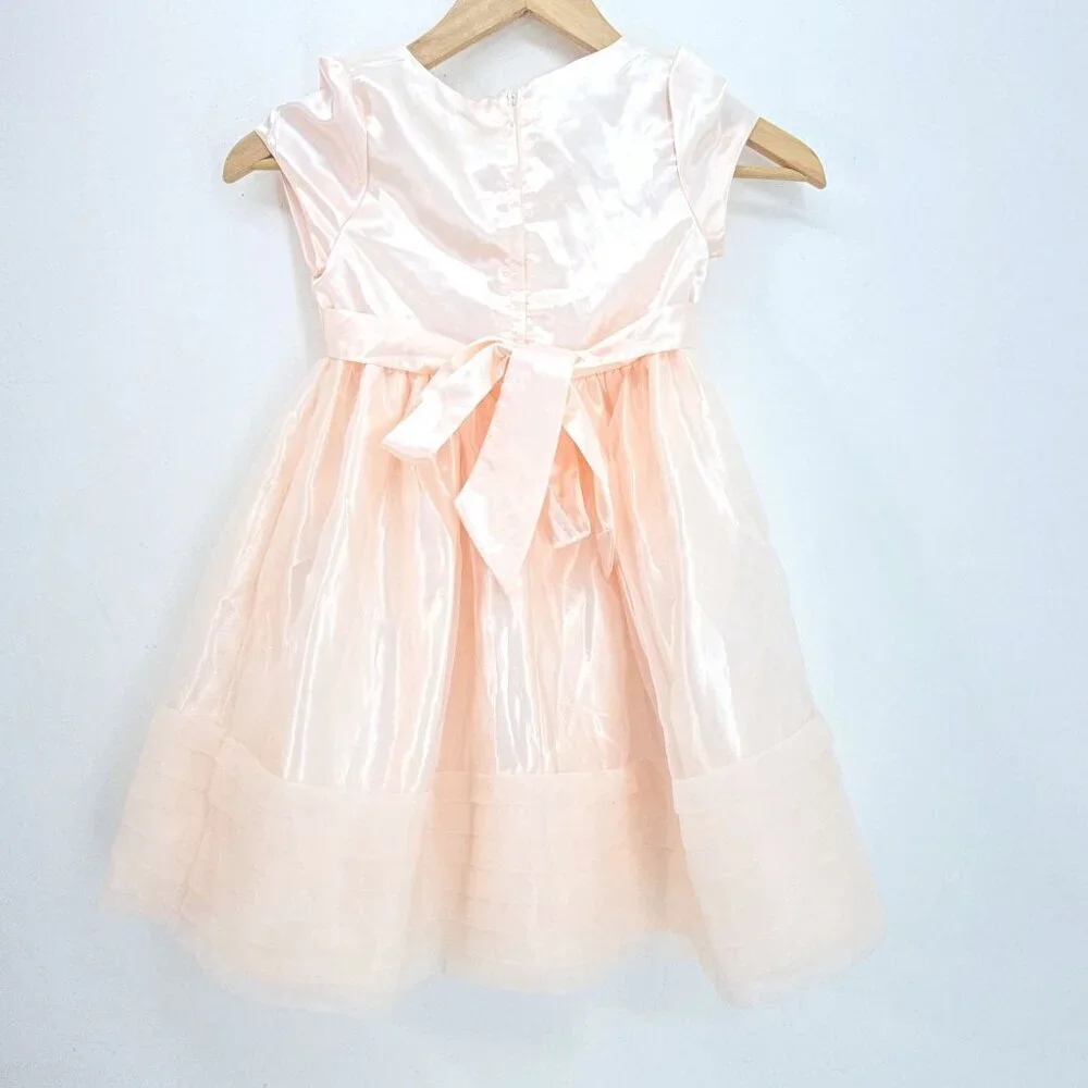 Katie M. Peach Blush Chiffon Satin Tiered Formal Dress Girls Size 6